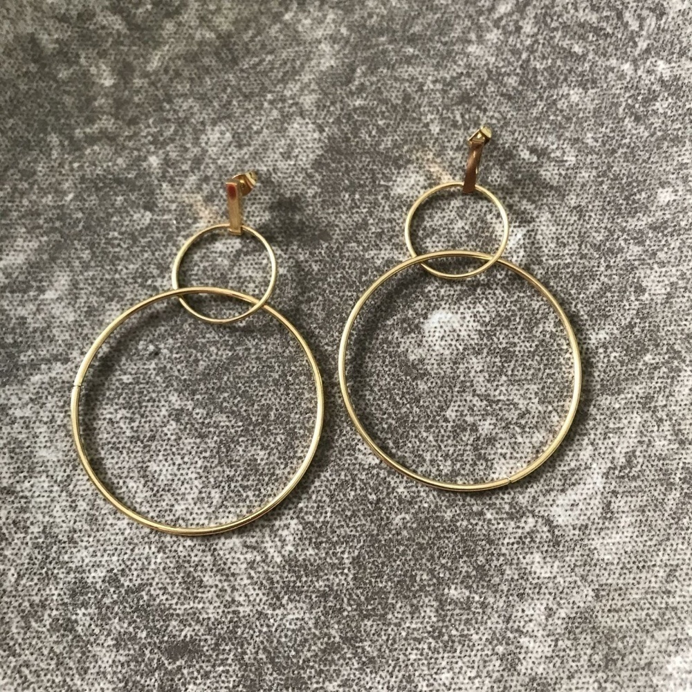 Davi Double Hoops Drop‎ Earrings Bar Stud with Hoop Dangles Interlaced NWT
